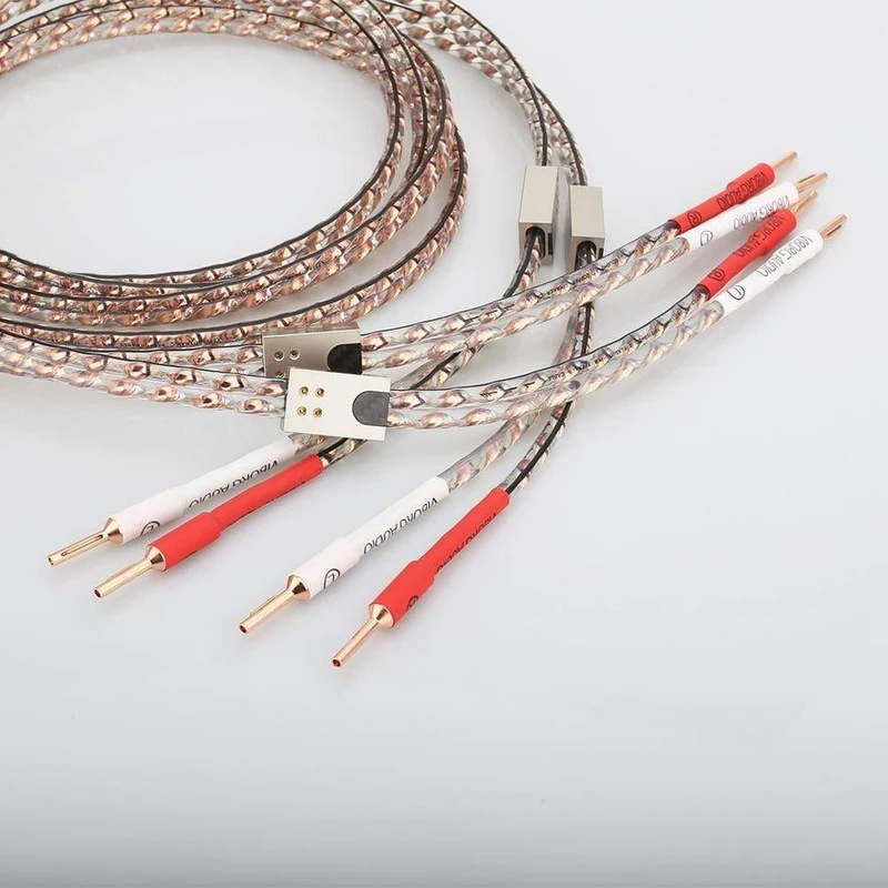 Neues Paar Viborg VS903 Flachkupfer-Lautsprecherkabel für Audiophile, HiFi-Lautsprecherkabel mit reinem Kupferstecker für Heimkino