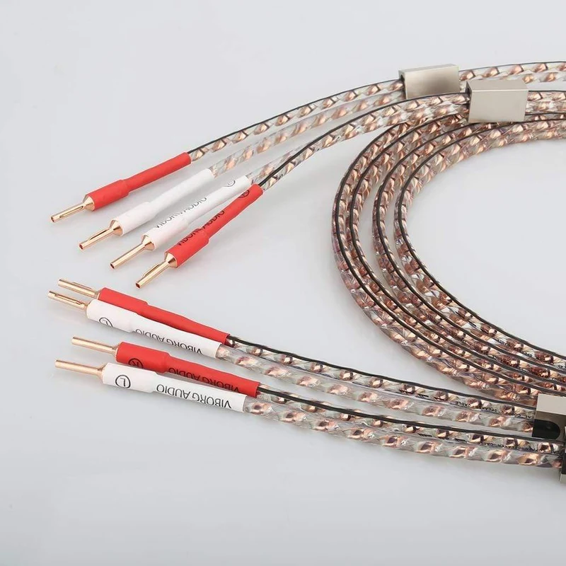 Neues Paar Viborg VS903 Flachkupfer-Lautsprecherkabel für Audiophile, HiFi-Lautsprecherkabel mit reinem Kupferstecker für Heimkino