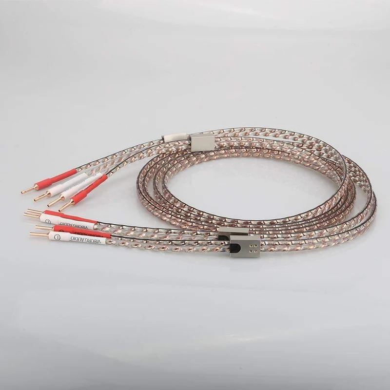 Neues Paar Viborg VS903 Flachkupfer-Lautsprecherkabel für Audiophile, HiFi-Lautsprecherkabel mit reinem Kupferstecker für Heimkino