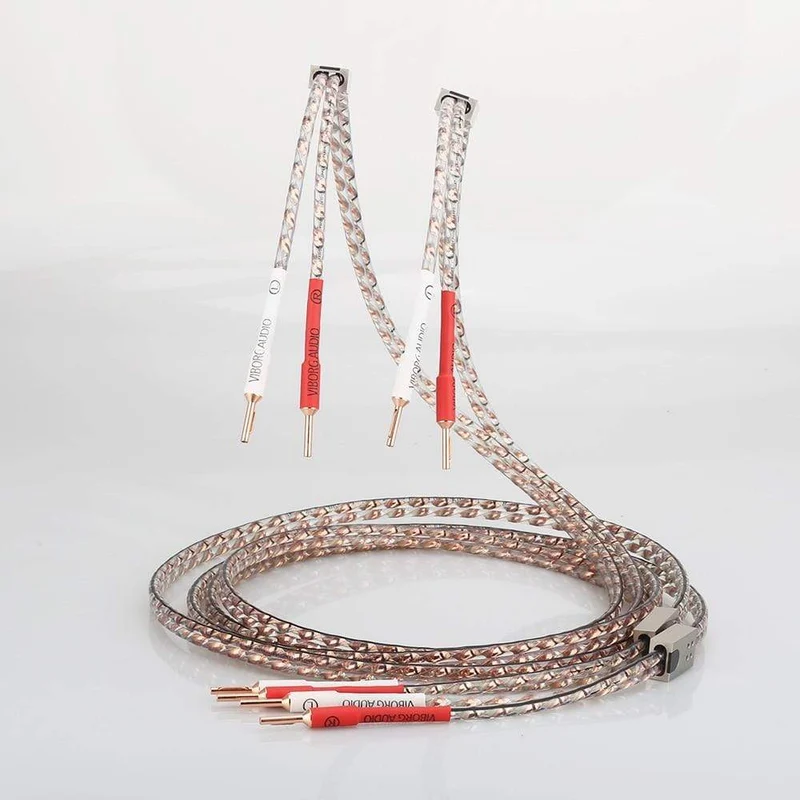 Neues Paar Viborg VS903 Flachkupfer-Lautsprecherkabel für Audiophile, HiFi-Lautsprecherkabel mit reinem Kupferstecker für Heimkino