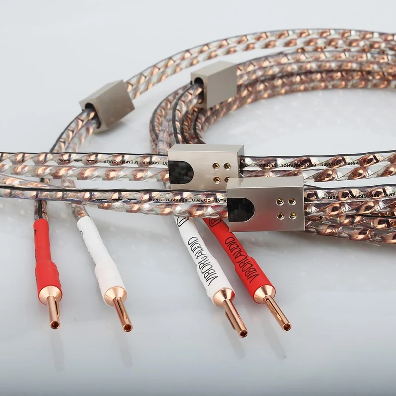 Neues Paar Viborg VS903 Flachkupfer-Lautsprecherkabel für Audiophile, HiFi-Lautsprecherkabel mit reinem Kupferstecker für Heimkino
