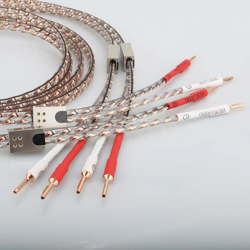 Neues Paar Viborg VS903 Flachkupfer-Lautsprecherkabel für Audiophile, HiFi-Lautsprecherkabel mit reinem Kupferstecker für Heimkino