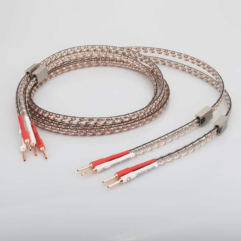Neues Paar Viborg VS903 Flachkupfer-Lautsprecherkabel für Audiophile, HiFi-Lautsprecherkabel mit reinem Kupferstecker für Heimkino