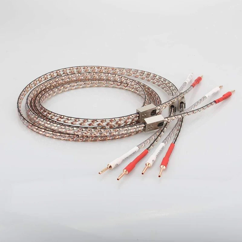 Neues Paar Viborg VS903 Flachkupfer-Lautsprecherkabel für Audiophile, HiFi-Lautsprecherkabel mit reinem Kupferstecker für Heimkino
