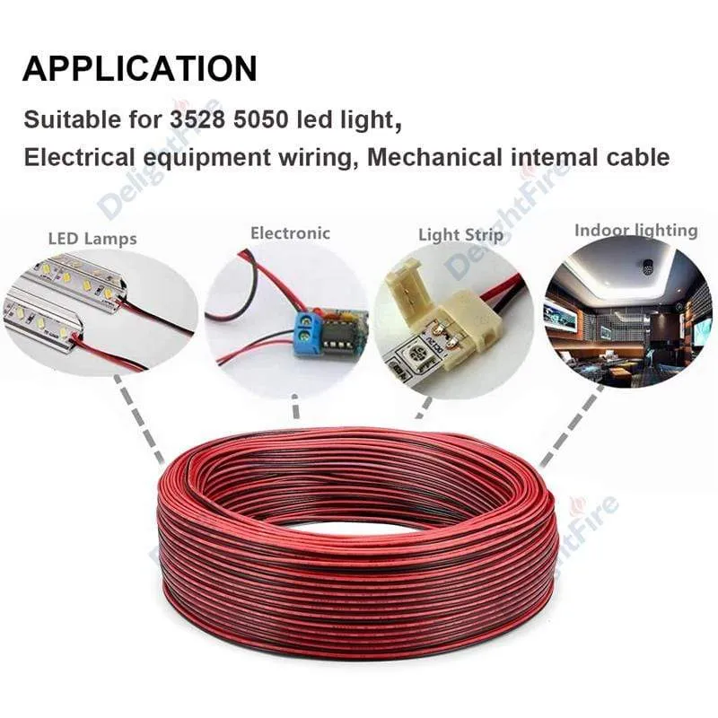 UL2468 2 Pin Elektrische Drähte 28/26/24/22/20/18 AWG Rot Schwarz Flachbandkabel Lautsprecherkabel Für LED Car Audio 12 V JST Stecker