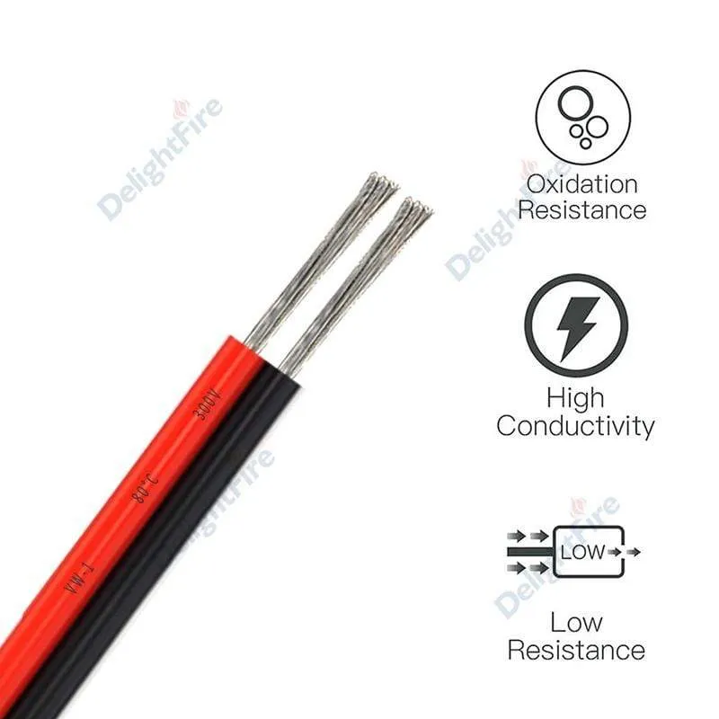 UL2468 2 Pin Elektrische Drähte 28/26/24/22/20/18 AWG Rot Schwarz Flachbandkabel Lautsprecherkabel Für LED Car Audio 12 V JST Stecker