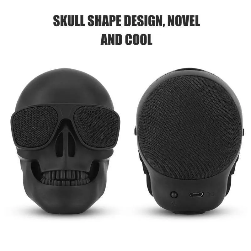 Totenkopf-Lautsprecher, tragbarer kabelloser Mini-Stereolautsprecher, HD-Sound, einzigartig verstärkter Bass, Sonnenbrillen-Totenkopf-Lautsprecher