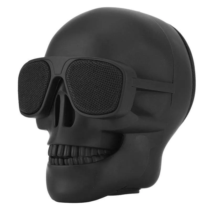 Totenkopf-Lautsprecher, tragbarer kabelloser Mini-Stereolautsprecher, HD-Sound, einzigartig verstärkter Bass, Sonnenbrillen-Totenkopf-Lautsprecher