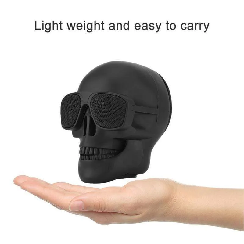 Totenkopf-Lautsprecher, tragbarer kabelloser Mini-Stereolautsprecher, HD-Sound, einzigartig verstärkter Bass, Sonnenbrillen-Totenkopf-Lautsprecher