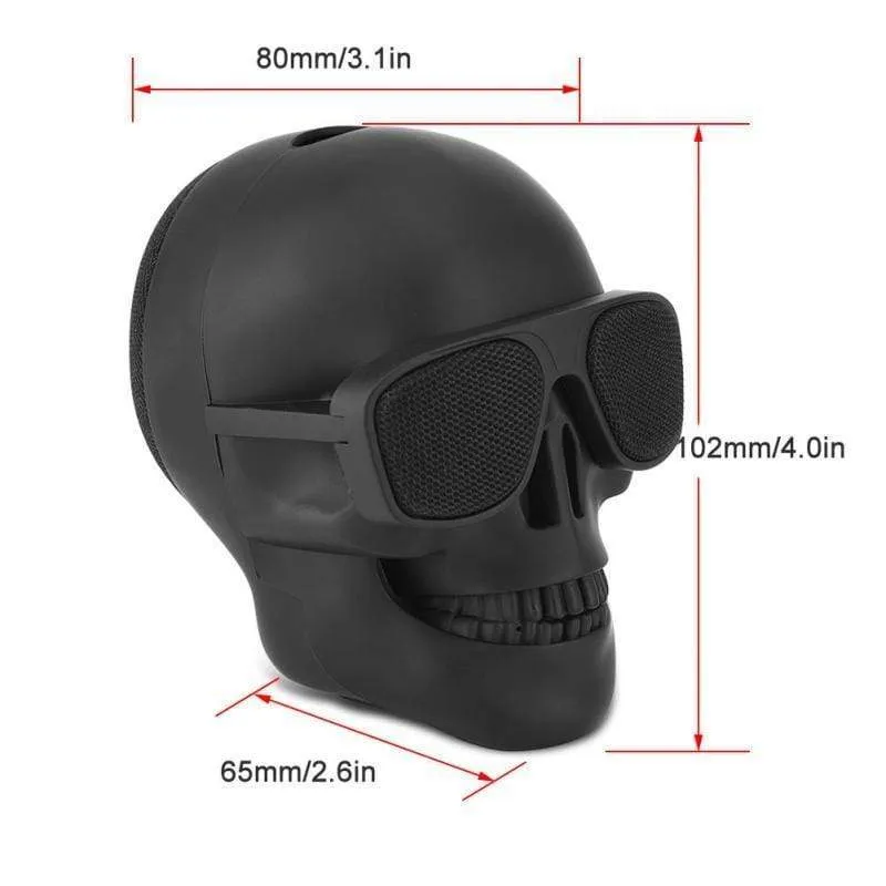 Totenkopf-Lautsprecher, tragbarer kabelloser Mini-Stereolautsprecher, HD-Sound, einzigartig verstärkter Bass, Sonnenbrillen-Totenkopf-Lautsprecher
