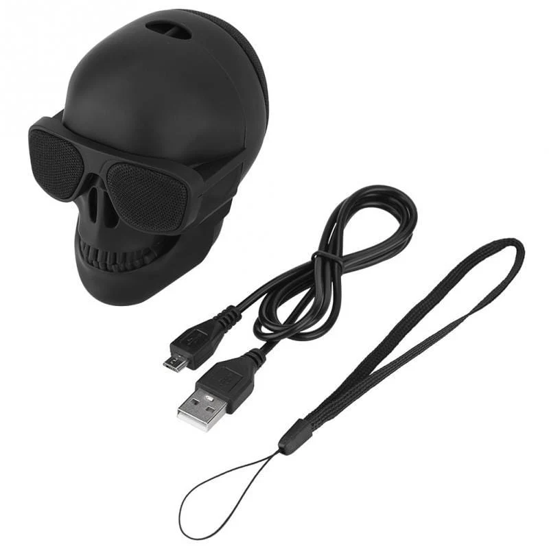 Totenkopf-Lautsprecher, tragbarer kabelloser Mini-Stereolautsprecher, HD-Sound, einzigartig verstärkter Bass, Sonnenbrillen-Totenkopf-Lautsprecher