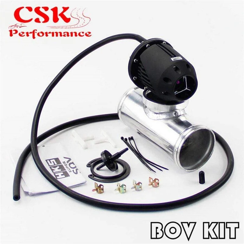 2.25" gerader Flanschrohradapter + verstellbares SQV-Abblasventil BOV II 2 Schwarz / Silber
