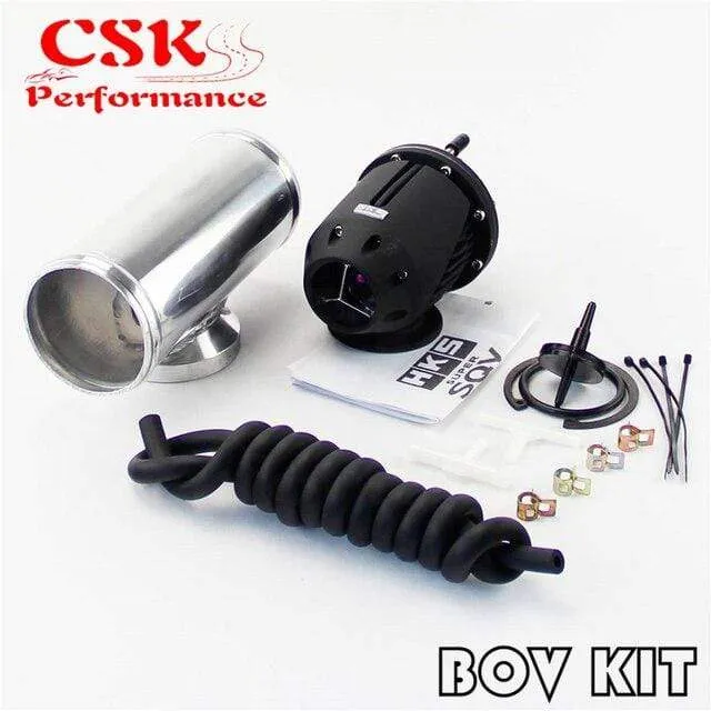 2.25" gerader Flanschrohradapter + verstellbares SQV-Abblasventil BOV II 2 Schwarz / Silber