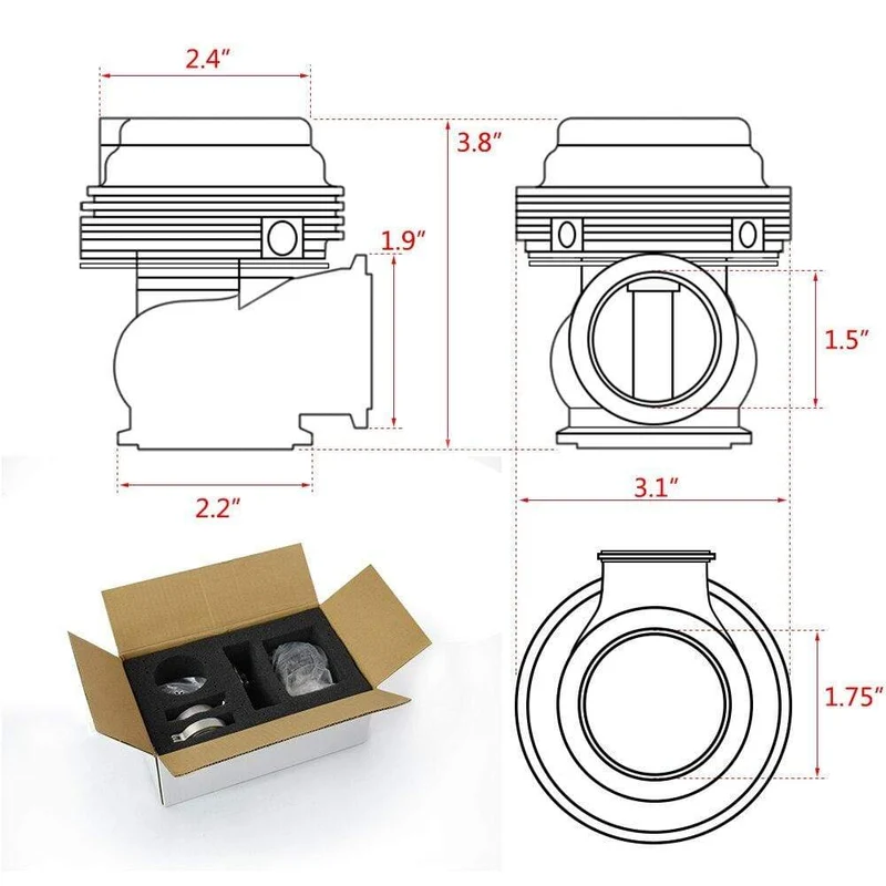 VR - 38 mm externes Wastegate mit V-Band-Flansch-Turbo-Wastegate für den Supercharge-Turbo-Verteiler VR5831