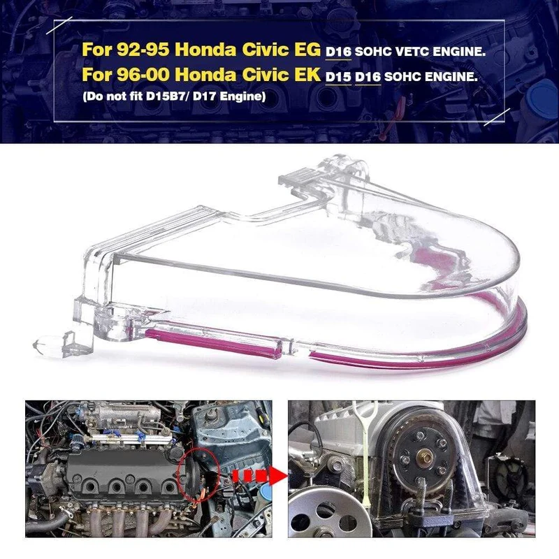 Top One transparente Nockengetriebeabdeckung, Zahnriemen, Turbo-Kurbelscheibe für Honda 96–00 EK mit PQY-Aufkleber JR6337