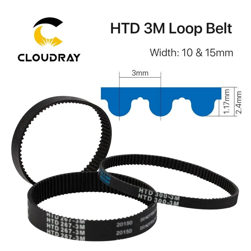 Cloudray HTD 3M Closed-Loop-Gürtel, Gummi-Zahnriemen, verschiedene Getriebe für CO2-Lasergravur-Schneidemaschine/3D-Drucker