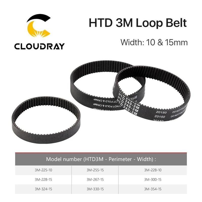 Cloudray HTD 3M Closed-Loop-Gürtel, Gummi-Zahnriemen, verschiedene Getriebe für CO2-Lasergravur-Schneidemaschine/3D-Drucker