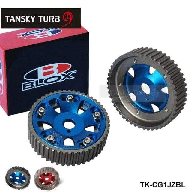 2 Stück verstellbare Nockenwellenräder, Riemenscheibe, Steuergetriebe für Toyota Supra 1JZ 2JZ, TE IN & EX (rot, blau) EP-CG1JZ