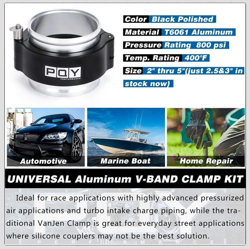 1 Stück 2.0" 2.5" 3.0" 3.5" 4.0" Klemmsystem Montage Auspuff V-Band Klemme Schnellspanner für OD Auspuff/Ladeluftkühler Rohr/Turbo