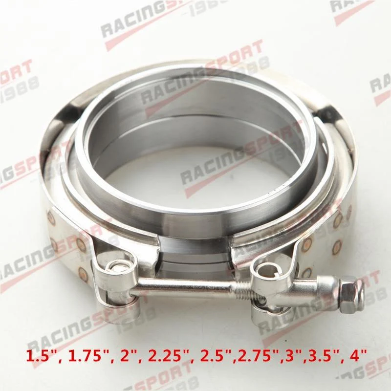 1.5" 1.75" 2" 2.25" 2.5" 2.75" 3" 3.5" 4"Turbo-Auspuff-V-Band-Klemme und Baustahl-Flanschsatz mit Außen- und Innengewinde