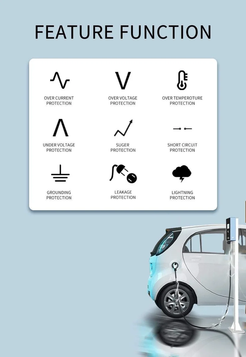 EV-Ladegerät Wallbox-Station 16 Ampere Elektrofahrzeug-Ladegerät EVSE 3.84 kW Kompatibel für alle Elektro-EV-Autos j1772 Typ2 240 240 V