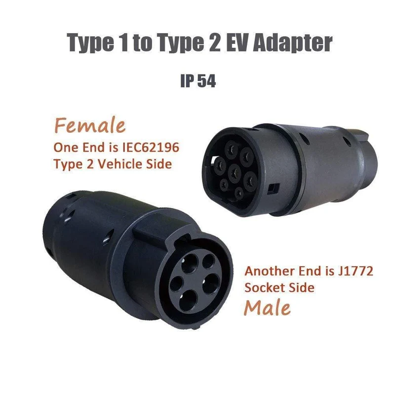 Elektrofahrzeug-Ladeadapter 16A 32A Sae j1772-Anschluss EVSE-Autoladegerät Typ 1 auf Typ 2 EV-Adapter