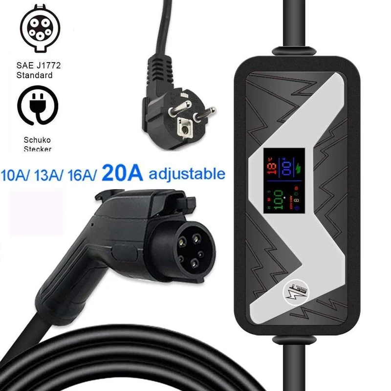 Tragbares EV-Schnellladegerät SAE J1772 10A 13A 16A 20A Home-Ladestation für Elektrofahrzeuge EVSE-Station Typ 1 für Ford für Nissan