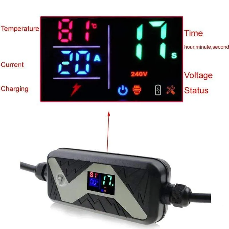 Tragbares EV-Schnellladegerät SAE J1772 10A 13A 16A 20A Home-Ladestation für Elektrofahrzeuge EVSE-Station Typ 1 für Ford für Nissan