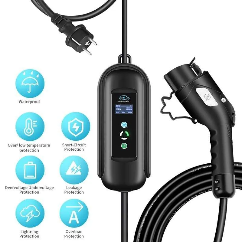 Ladetimer EV-Ladekabel Typ 1 J1772 Typ 2 IEC62196 Timerfunktion Mobile EVSE Elektrofahrzeug Autowarenfabrik