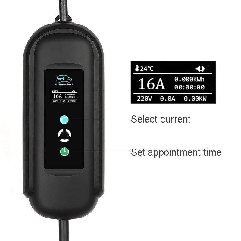 Ladetimer EV-Ladekabel Typ 1 J1772 Typ 2 IEC62196 Timerfunktion Mobile EVSE Elektrofahrzeug Autowarenfabrik