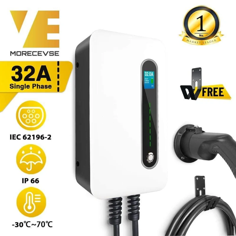1Phase EV-Ladestationskabel 32A Elektroauto-Ladegerät mit Typ-2-Stecker 7.2 kW IEC 62196-2 EVSE Level 2 TEC62196-2 Standard