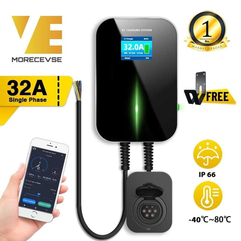 EV-Ladegerät EVSE Wallbox Wifi-Ladestation für Elektrofahrzeuge APP mit Typ-2-Buchse 32A 1Phase IEC 62196-2 für Audi BMW