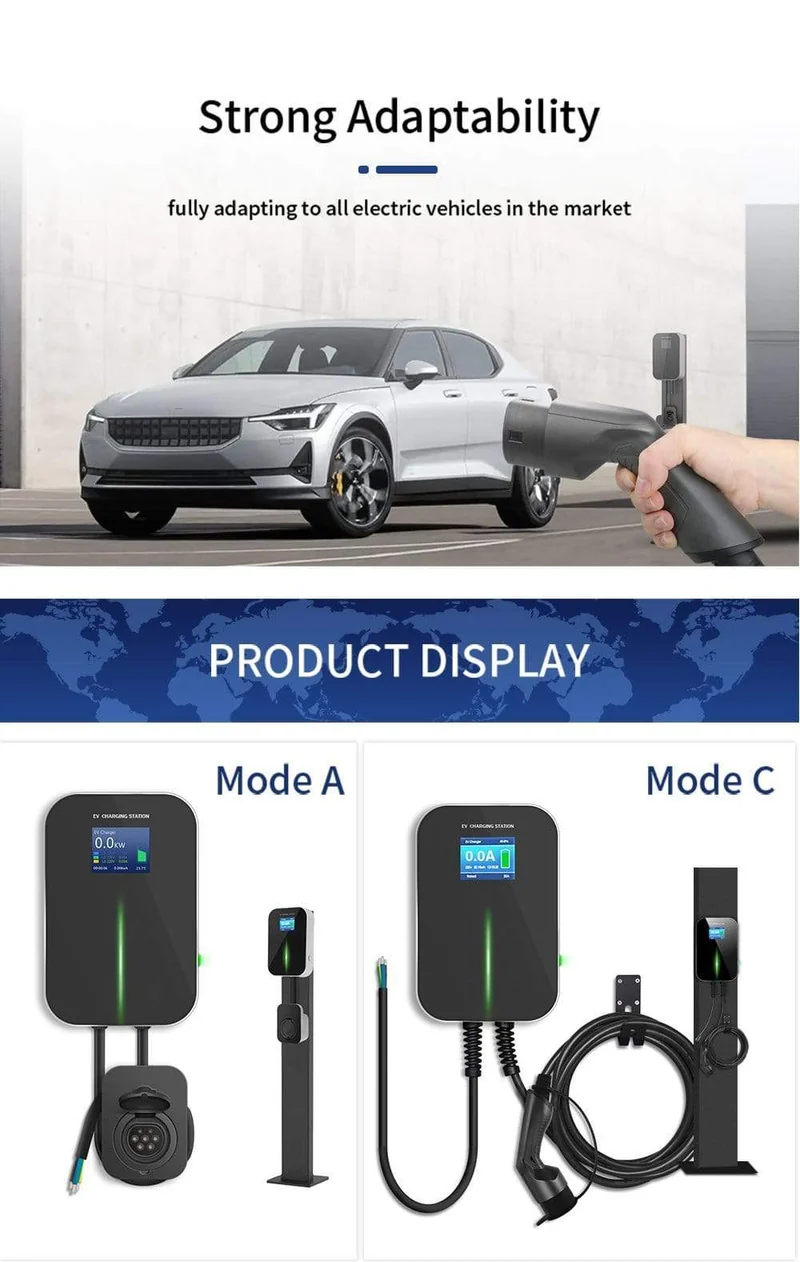 EV-Ladegerät EVSE Wallbox Wifi-Ladestation für Elektrofahrzeuge APP mit Typ-2-Buchse 32A 1Phase IEC 62196-2 für Audi BMW