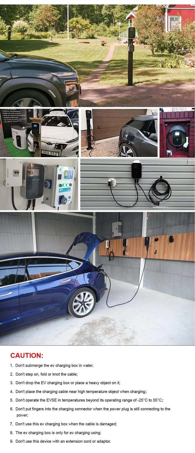 16A 3Phasen EV Ladegerät Ladestation für Elektrofahrzeuge EVSE Wallbox Typ 2 Steckdose IEC 62196-2 für Audi Mercedes-Benz, Hyundai