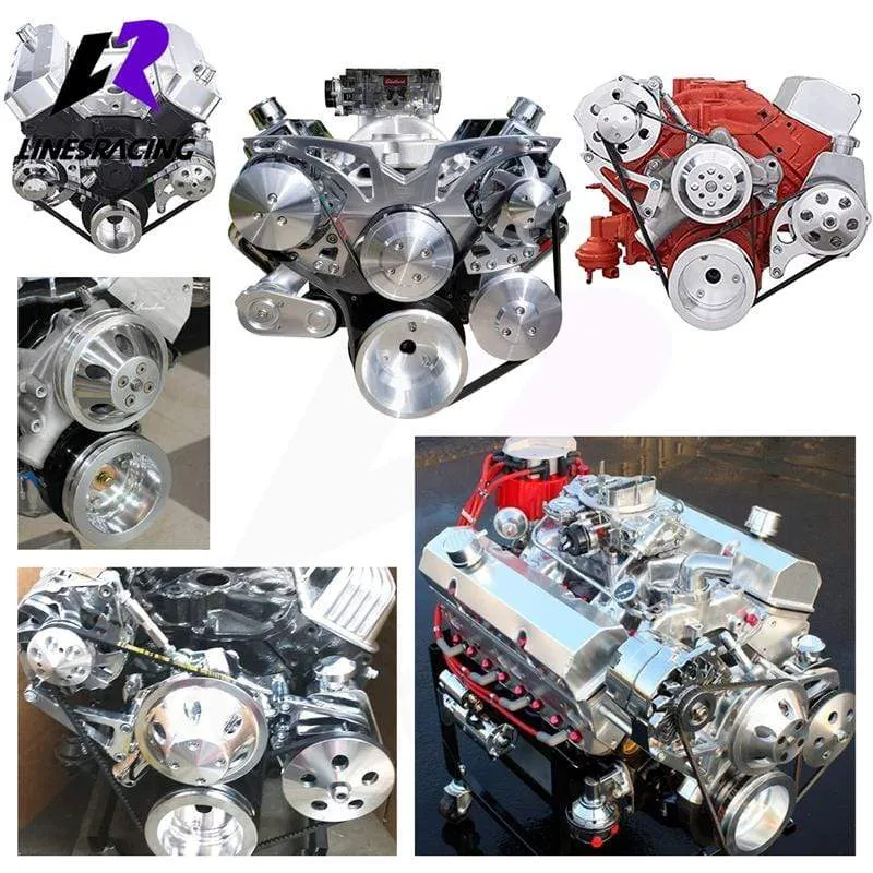 Aluminium Kurbelwellenriemenscheibe Fit für Small Block Chevy 2 Groove LWP Lange Wasserpumpe für 350 Kurbel