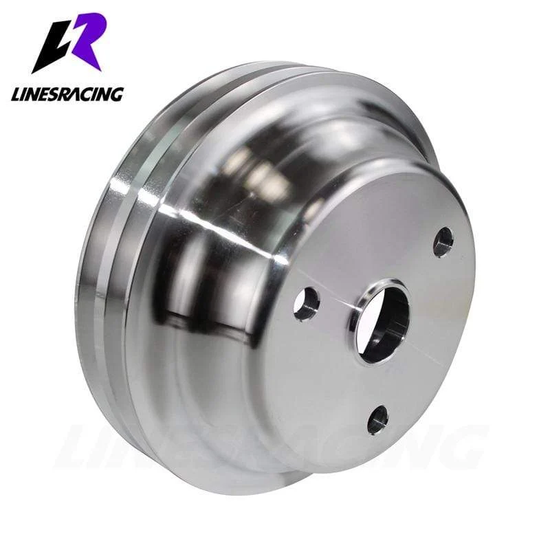 Aluminium Kurbelwellenriemenscheibe Fit für Small Block Chevy 2 Groove LWP Lange Wasserpumpe für 350 Kurbel