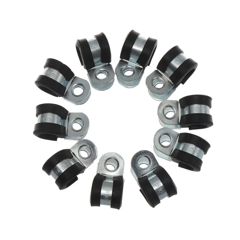 10 Stück Kabelschlauchklemme Gummierte P-Clips Rohrkabel Montage Fix Befestigungselemente Hardware Elektrische Armaturen Kabelorganisation
