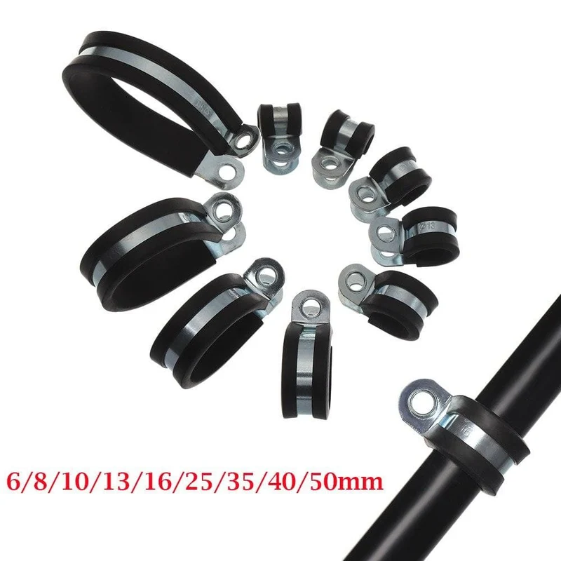 10 Stück Kabelschlauchklemme Gummierte P-Clips Rohrkabel Montage Fix Befestigungselemente Hardware Elektrische Armaturen Kabelorganisation