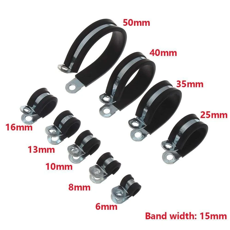 10 Stück Kabelschlauchklemme Gummierte P-Clips Rohrkabel Montage Fix Befestigungselemente Hardware Elektrische Armaturen Kabelorganisation