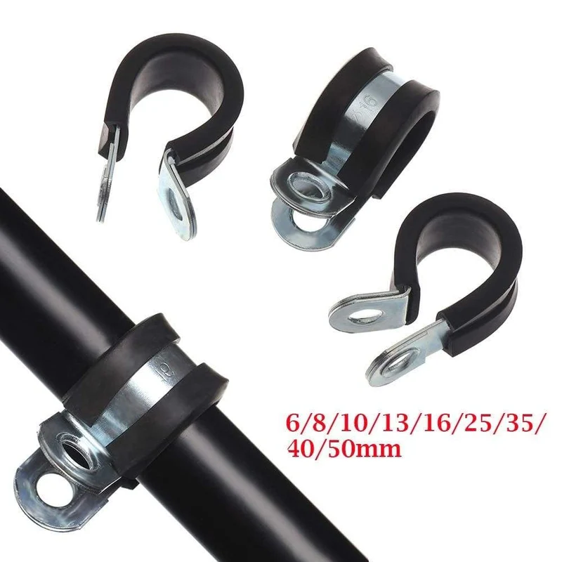 10 Stück Kabelschlauchklemme Gummierte P-Clips Rohrkabel Montage Fix Befestigungselemente Hardware Elektrische Armaturen Kabelorganisation