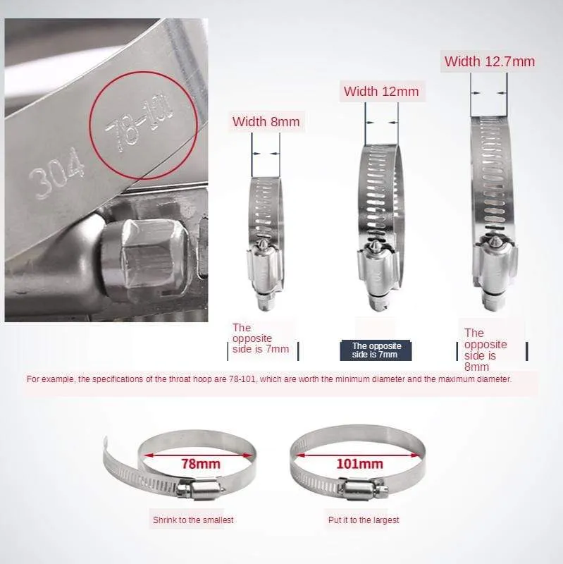 10 teile/los Hohe Qualität Schraube Schneckengetriebe Schlauch Klemme 304 Edelstahl Schlauch Hoop Rohr Klemme Clip