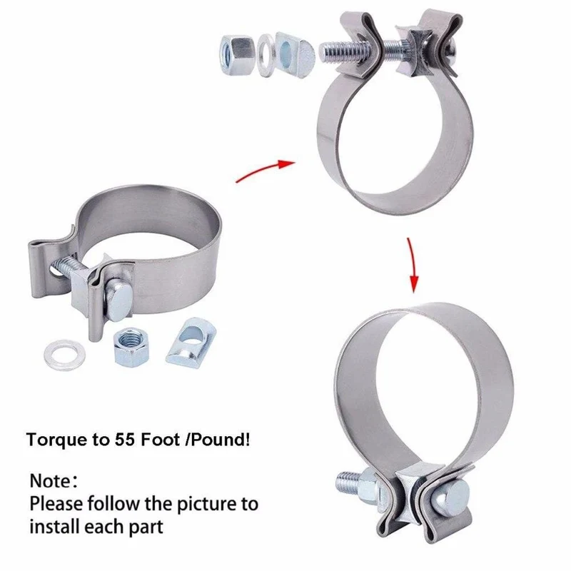 2.0" 2.25" 2.5" 3.0" 4.0" Edelstahl-Auspuff-Überlappverbindung, Auspuffbandschelle, Auspuffhülse, Stoßverbindungsschelle