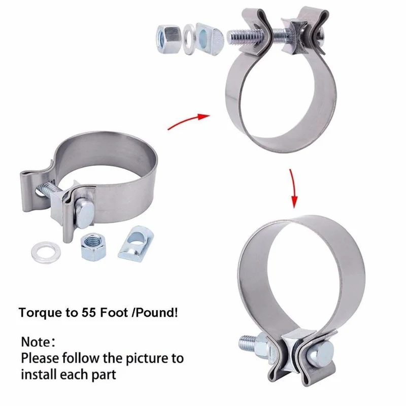 2.0" 2.25" 2.5" 3.0" 4.0" Edelstahl-Auspuff-Überlappverbindung, Auspuffbandschelle, Auspuffhülse, Stoßverbindungsschelle