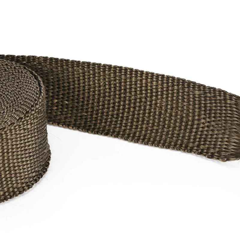 5 cm * 5 m, 10 m, 15 m, Titan/Schwarz, Abwärmewickelrolle für Motorrad, Glasfaser-Hitzeschildband mit Edelstahlbändern