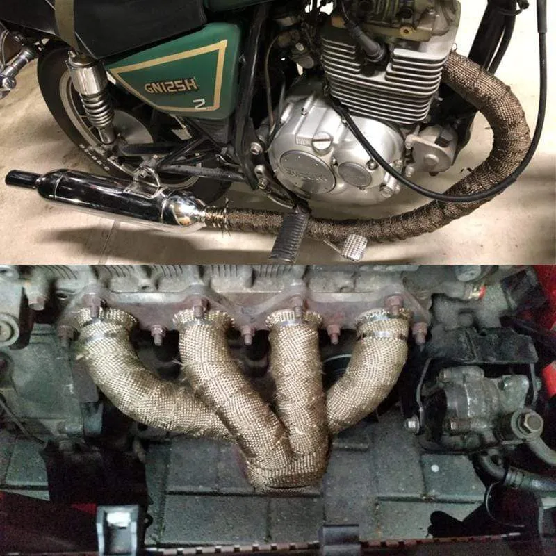 Alconstar- 5M/10M/15M Motorrad-Auspuff-Thermoband-Krümmer-Wärmewickel-Krümmer-Isolierung, rollbeständig mit rostfreien Kabelbindern