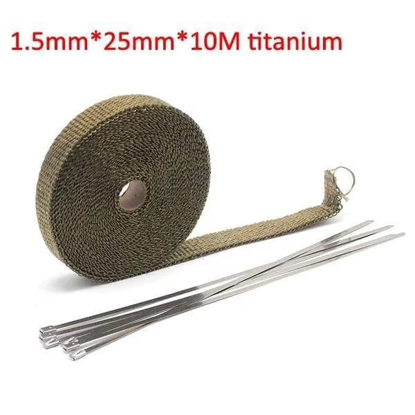 Alconstar- 5M/10M/15M Motorrad-Auspuff-Thermoband-Krümmer-Wärmewickel-Krümmer-Isolierung, rollbeständig mit rostfreien Kabelbindern
