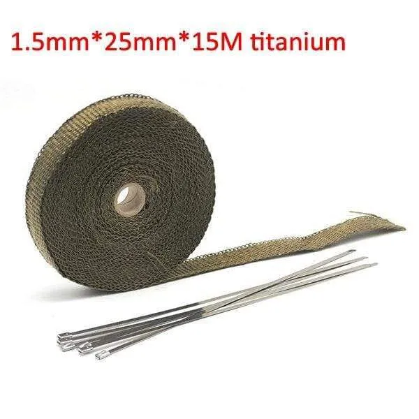Alconstar- 5M/10M/15M Motorrad-Auspuff-Thermoband-Krümmer-Wärmewickel-Krümmer-Isolierung, rollbeständig mit rostfreien Kabelbindern