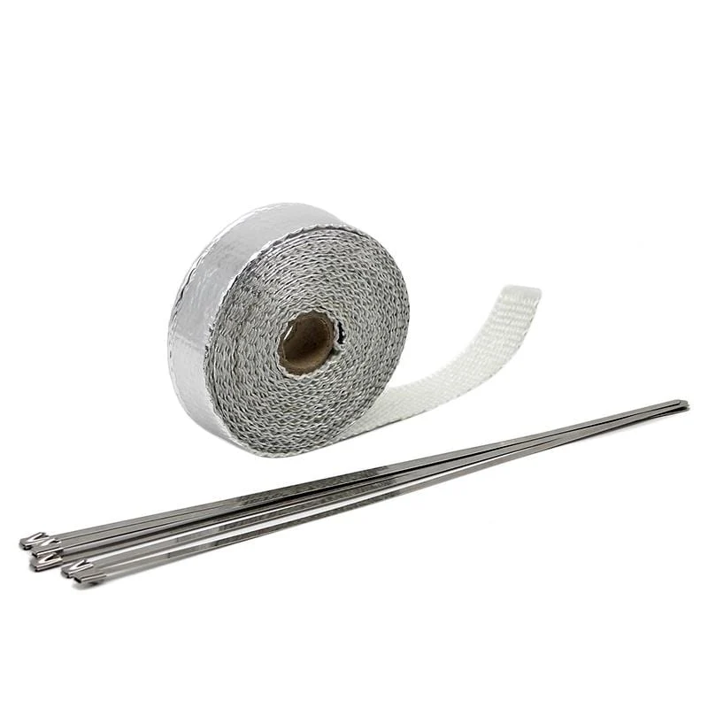 Alconstar- 5M/10M/15M Motorrad-Auspuff-Thermoband-Krümmer-Wärmewickel-Krümmer-Isolierung, rollbeständig mit rostfreien Kabelbindern