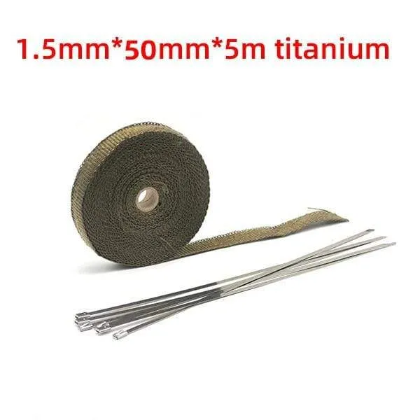 5 cm * 5 M/10 M/15 M Motorrad Auspuff Hitzeschild Thermische Auspuff Band Fiberglas Wärme Wrap rohr Wärmedämmung mit Edelstahl Krawatten