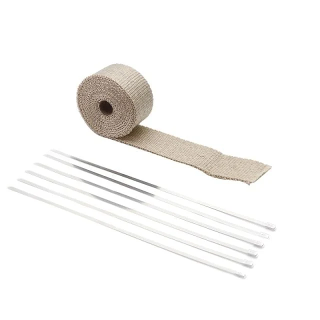 5M/10M/15M Thermisches Abgaskrümmerrohrband Wärmeisolierendes Wickelband Feuerfeste Stoffrolle Mit langlebigem Stahlbinder-Set
